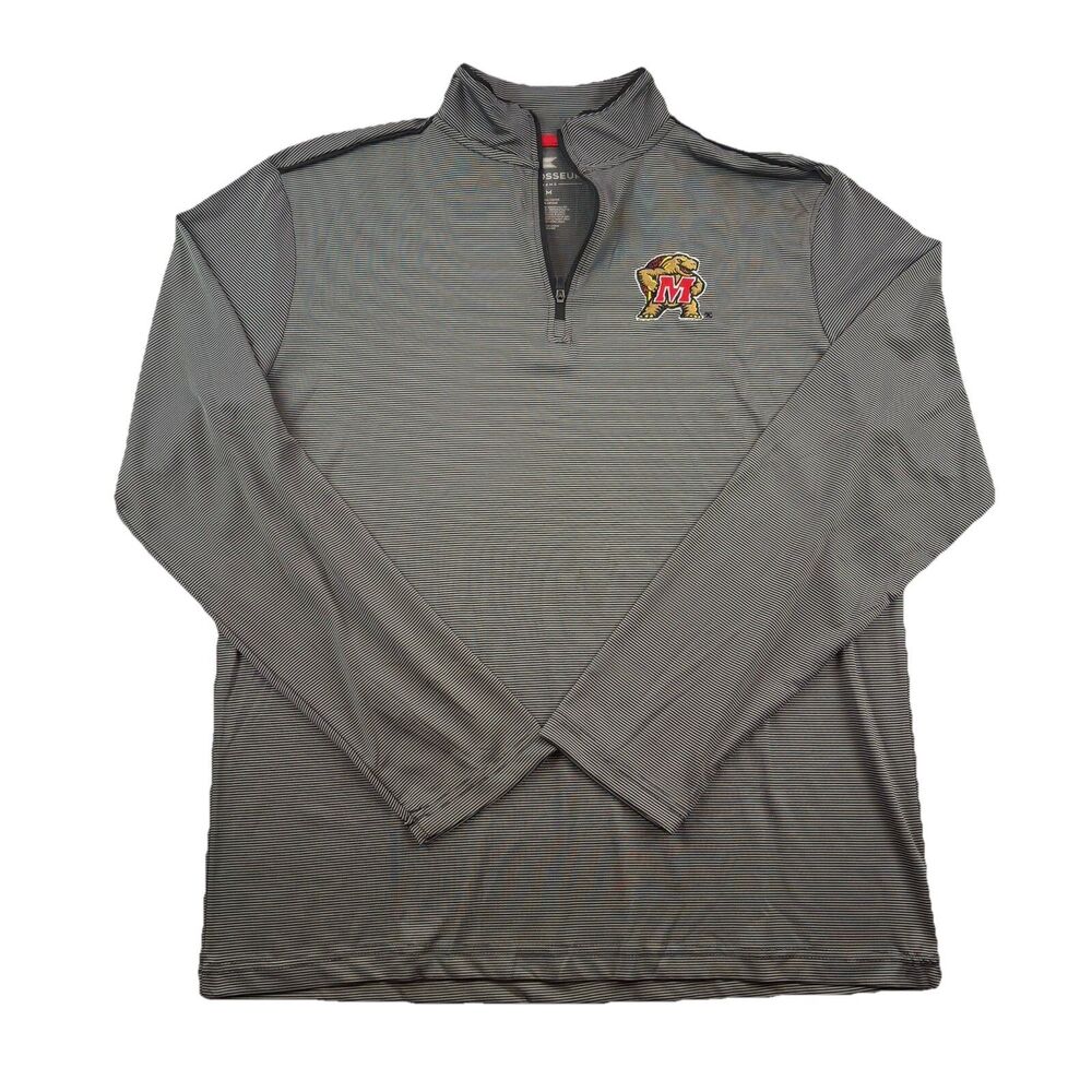 Maryland Terrapins University Of MD 1/4 Zip Mens M Gray Striped Colosseum